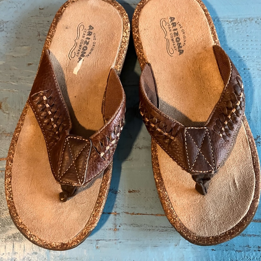 Arizona Brown Leather Flip Flops